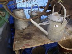 A galvanised watering can, a medium and a bucket. COLLECT ONLY.