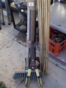 A quantity of garden tools and lengths of bamboo (approx. 7ft). COLLECT ONLY.