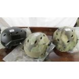 Three Tactical Airsoft paint ball helmets, new and unused.