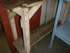 A wooden work bench.