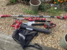 A huge set of Mountfield, cordless garden power tools. 3 high capacity 48V batteries and charger,