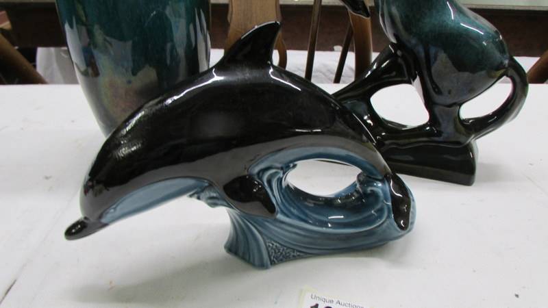 A Poole Pottery dolphin and two other unmarked pottery items. - Image 2 of 5