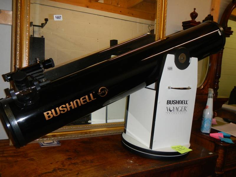 A Bushnell Voyager 150 mm Dobsonian telescope on stand and with storage box. COLLECT ONLY. - Image 2 of 3