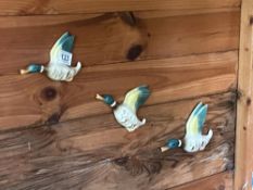 3 flying mallard china wall ornaments. Collect Only.