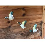 3 flying mallard china wall ornaments. Collect Only.