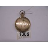 A gold plated monogrammed full hunter pocket watch.
