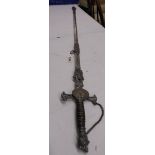 A superb 'Masonic' sword with engraved blade and in sheath, 103 cm, blade 80 cm. Collect Only.