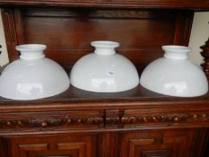Three large opaque lampshades for hanging oil lamps, 39.5 cm, 32.5 cm & 34.5 cm diameter, COLLECT