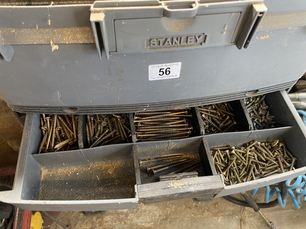 A Stanley tower toolbox with a large quantity of Masonry bits, screws and nails. Collect Only. - Bild 3 aus 5