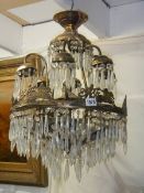 A good quality brass and glass chandelier, COLLECT ONLY.