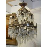 A good quality brass and glass chandelier, COLLECT ONLY.