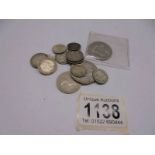 Twelve Australian silver coins including 1918 EF florin, approximately 50 grams.