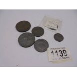 A George III 1797 VF cartwheel penny, an 1807 VF half penny, An 1806 VF penny, A 1771 halfpenny, a