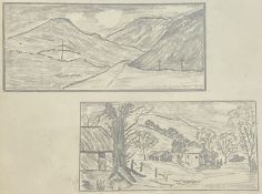 In the manner of L.S. Lowry Landscapes Two pencil drawings on paper