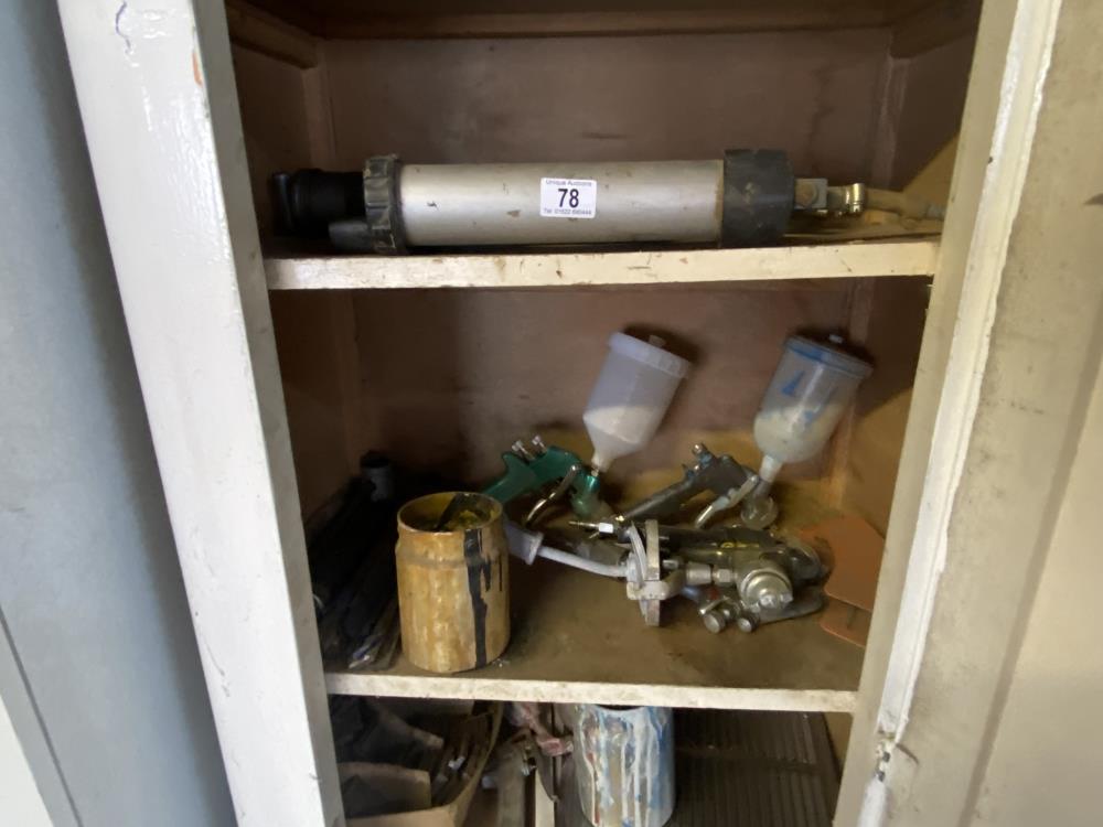 1 Cupboard full of spray equipment, grease guns, corner clamps, etc. Collect Only. - Image 4 of 7