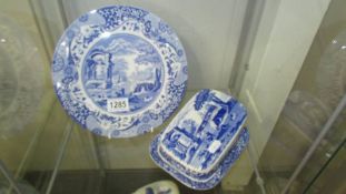 A Spode Italian cake plate and cheese dish.