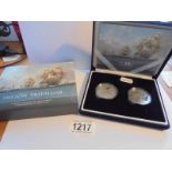 A cased silver proof 200th Anniversary Nelson - Trafalgar 2 crown commemorative set with
