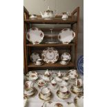 Approximately 45 pieces of Royal Albert Old Country Roses porcelain, some staining.