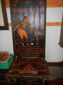 Two wooden billiard advertising boards. COLLECT ONLY.
