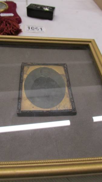 A Victorian velvet framed miniature portrait, one other and a snuff box. - Image 2 of 4