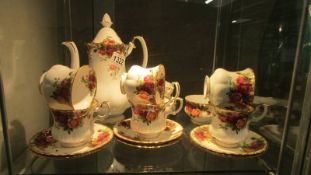 A Royal Albert Old Country Roses coffee set, COLLECT ONLY.