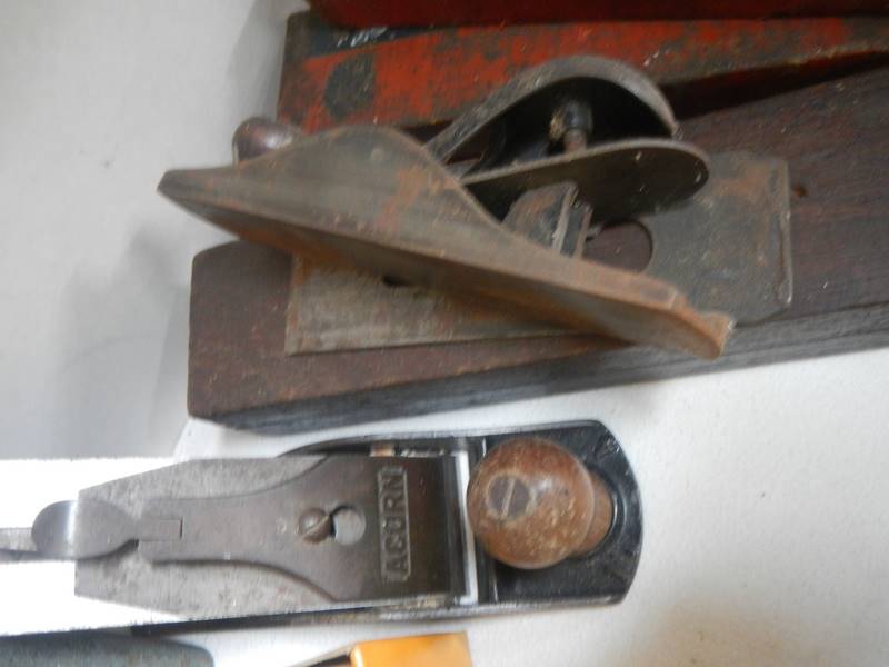 3 Wood planes, a grinding stone and a spirit level. - Image 2 of 3
