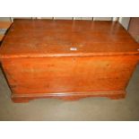A Victorian pine blanket box with candle box, COLLECT ONLY.