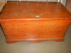 A Victorian pine blanket box with candle box, COLLECT ONLY.