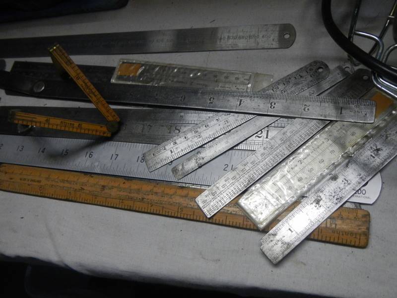 A collection of steel and wooden rulers. - Image 3 of 3