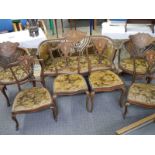 A seven piece Edwardian marquetry inlaid salon set. COLLECT ONLY.