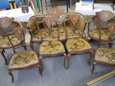 A seven piece Edwardian marquetry inlaid salon set. COLLECT ONLY.