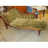 A Victorian cabriole leg chaise longue, COLLECT ONLY.