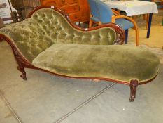 A Victorian cabriole leg chaise longue, COLLECT ONLY.