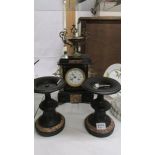 A Three piece Victorian clock garniture, COLLECT ONLY.