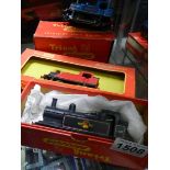 Three boxed Triang Hornby 00/H0 gauge engines including R.52 tank loco and R.355 Blue Nellie.