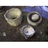 Four items of garden stoneware including chalice. COLLECT ONLY.