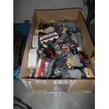 A box of playworn die cast including Lledo, Matchbox etc.,