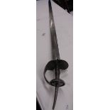 An old sword with engraved hilt, 121 cm, blade 102 cm. Collect Only.