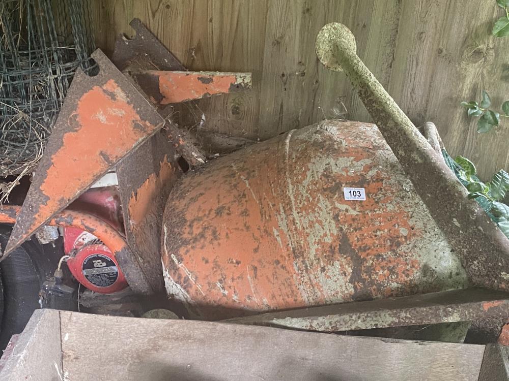 A petrol concrete mixer. (Used a while ago and it was working). Collect Only.