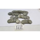 Approximately 320 grams of pre-1947 silver shillings.