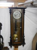 A Victorian mahogany single weight Vienna wall clock, COLLECT ONLY.
