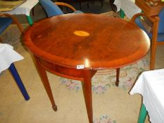 A 20th century inlaid drop leaf table with single drawer, COLLECT ONLY.