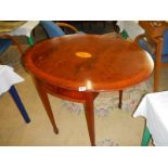 A 20th century inlaid drop leaf table with single drawer, COLLECT ONLY.