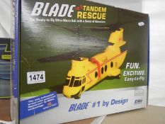 A boxed Blade E-Flite mix tandem rescue, incomplete.