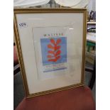 Henri Matisse (1869-1954) Lithographic plate signed print Berggruen & Cie Paris 1953 published in