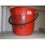Red plastic fire bucket.