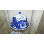 A blue and white Ironstone stilton dome.