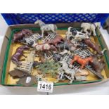 A mixed lot of metal farm animals, fences etc.,