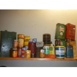 A collection of metal tins.