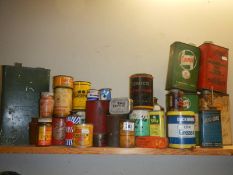 A collection of metal tins.